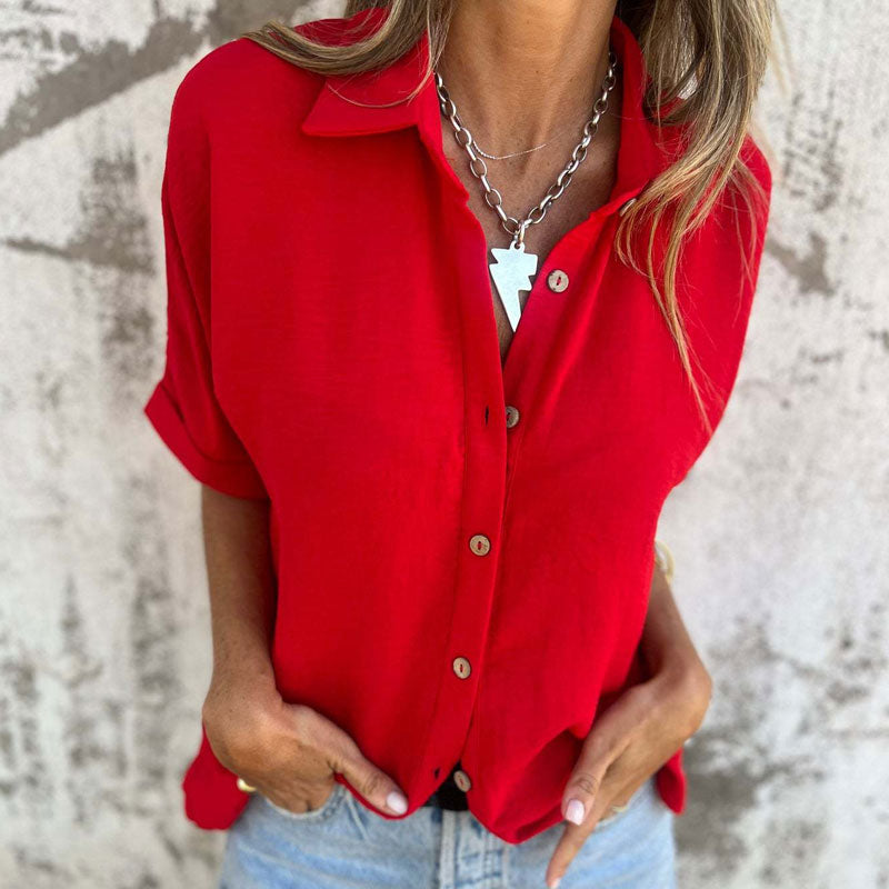 đžKevÀÀn erikoisuudetđ Naisten rento yksivĂ€rinen löysĂ€ paita