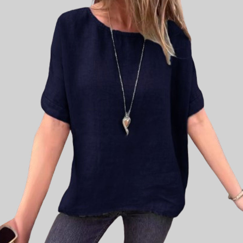 🌸Kortærmet, løs bomulls- og lin skjorte for kvinner til våren og sommere