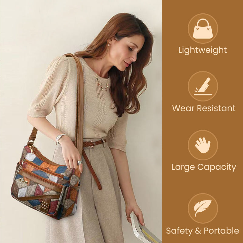 👜Vintage veske med geometrisk mønster og justerbar strop