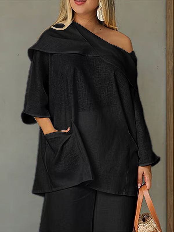 Elegantti epäsäännöllinen kaula-aukko Naisten Top