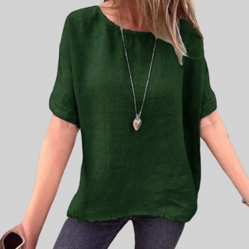 🌸Kortærmet, løs bomulls- og lin skjorte for kvinner til våren og sommere