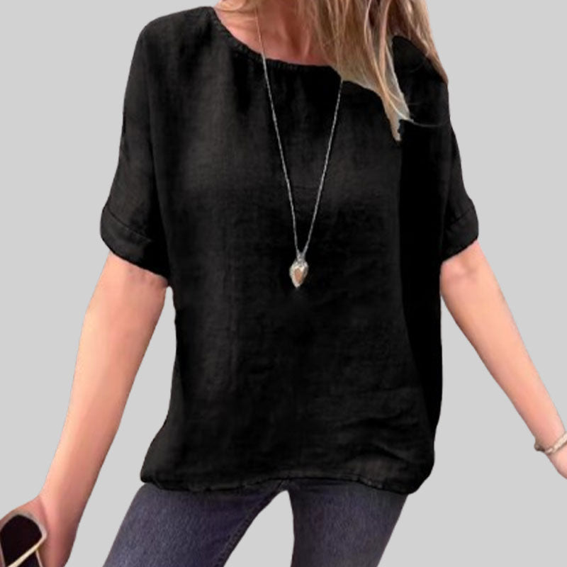 🌸Kortærmet, løs bomulls- og lin skjorte for kvinner til våren og sommere