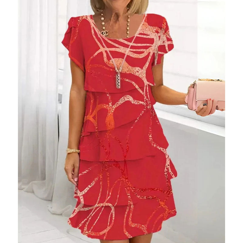 🌸Kevään erikoisuudet🌸 Multi-plant Floral Print Cascade Mekko