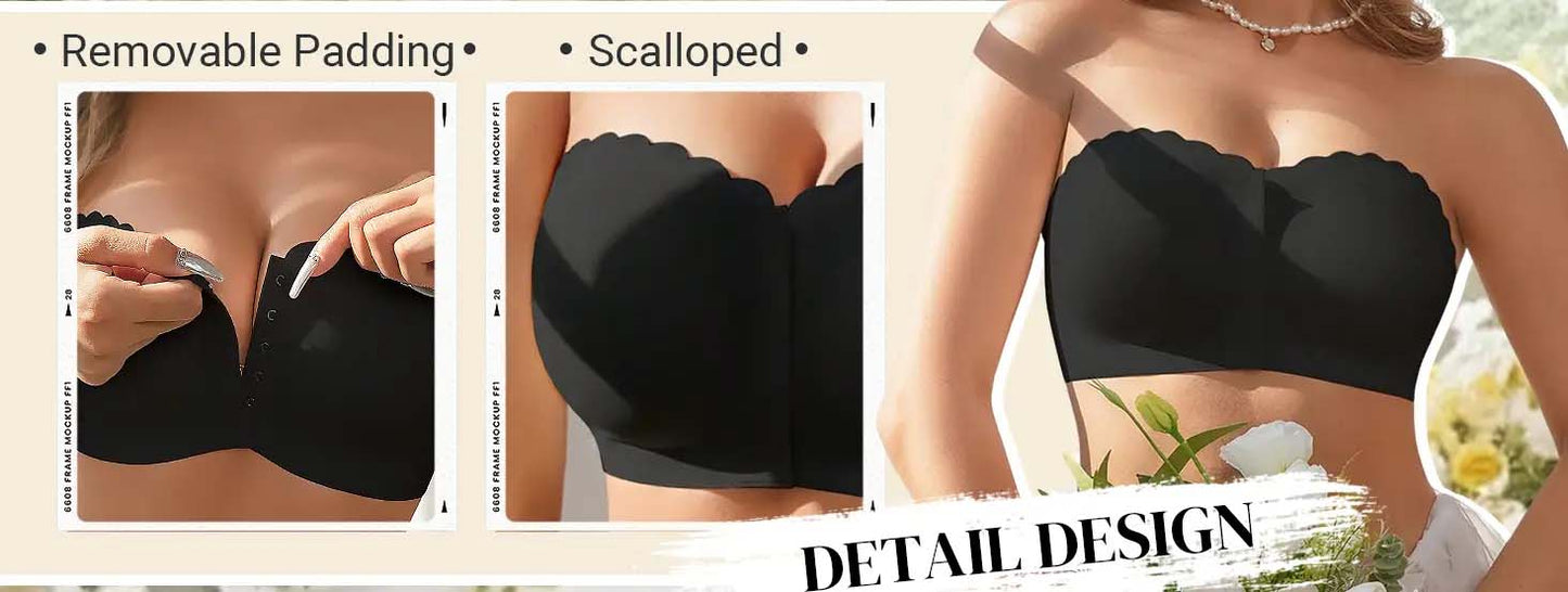 ⏰Ukentlig spesialsalg: Kjøp 2 få 1 grati❤️Sømløs stroppeløs bandeau-BH med lukking foran