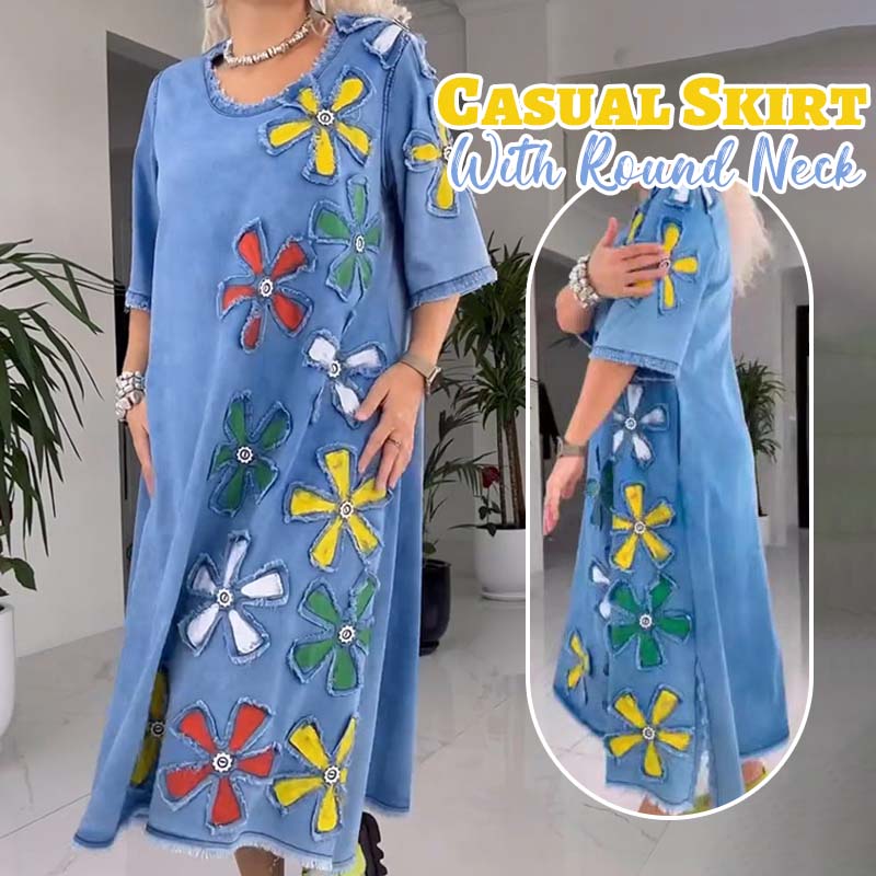 ✨2025 Ny ankomst🌸Casual skjørt med rund hal