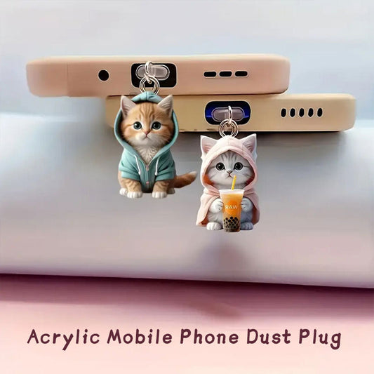 🐾Støvplugg for telefon med kattegenser i akryl🐱