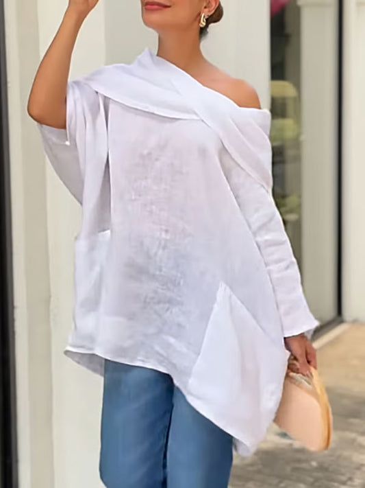 Elegantti epäsäännöllinen kaula-aukko Naisten Top