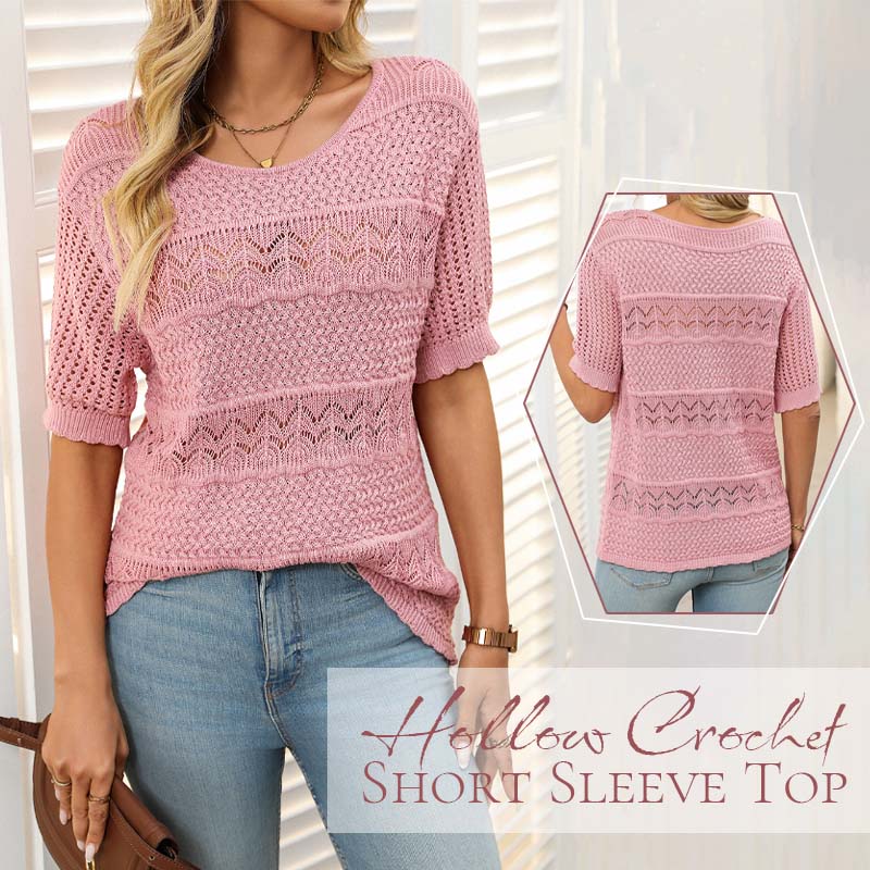 🌸Hul heklet kortermet skjorte