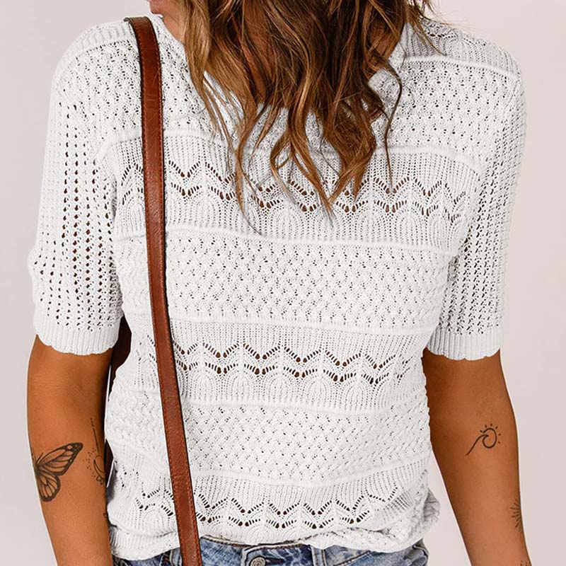 🌸Hul heklet kortermet skjorte