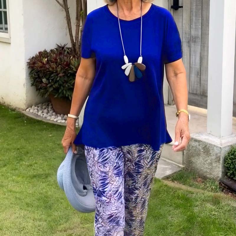 ☀️Printtikuvioinen lyhythihainen rento kaksiosainen pukusarja