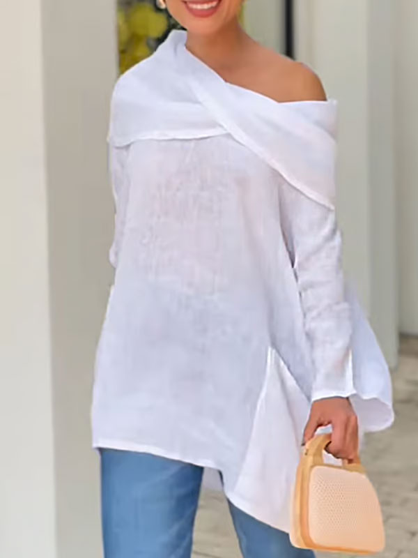 Elegantti epäsäännöllinen kaula-aukko Naisten Top