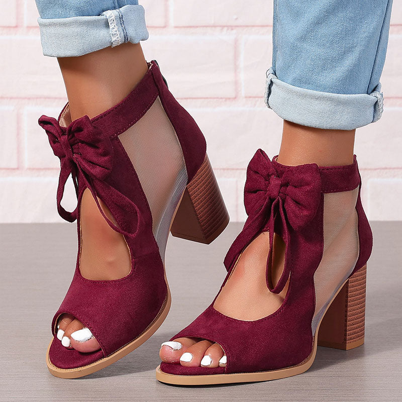 🎀Naisten suuret rusettikorkoiset sandaalit, joissa paksu korko