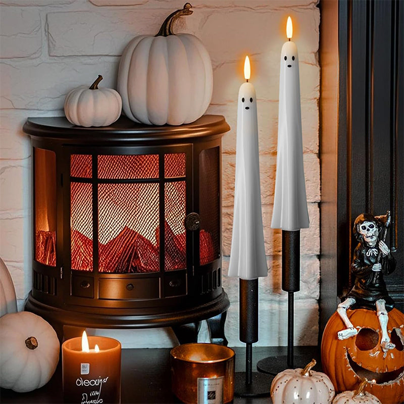 🎃👻 Op afstand bedienbare spookkaars met 3D vlammende lont 👻🎃