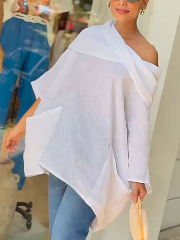 Elegantti epäsäännöllinen kaula-aukko Naisten Top