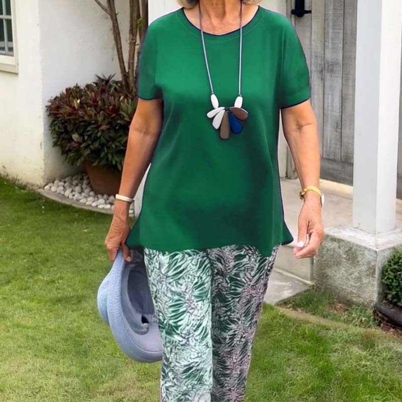 ☀️Printtikuvioinen lyhythihainen rento kaksiosainen pukusarja