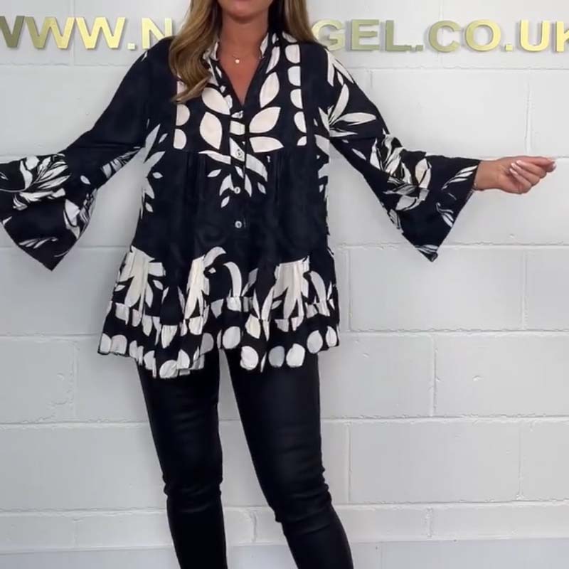 ⏳Rajoitettu aika 60% alennus!💥 🌸 Naisten topissa on leveät hihat ja v-kaula-aukko röyhelöt.