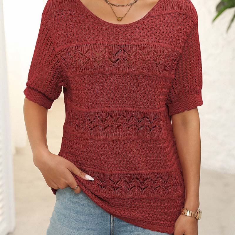 🌸Hul heklet kortermet skjorte