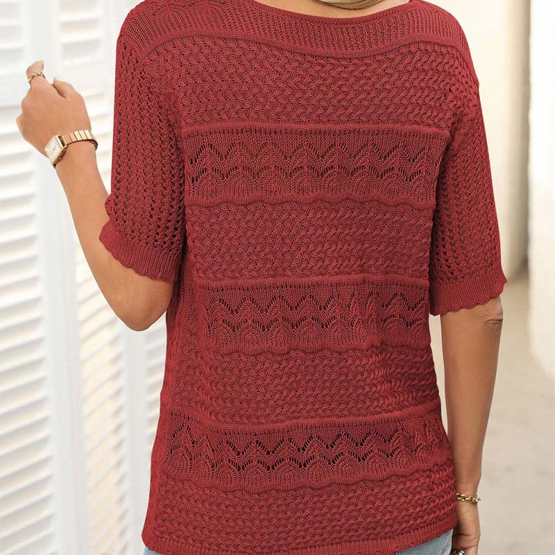 🌸Hul heklet kortermet skjorte