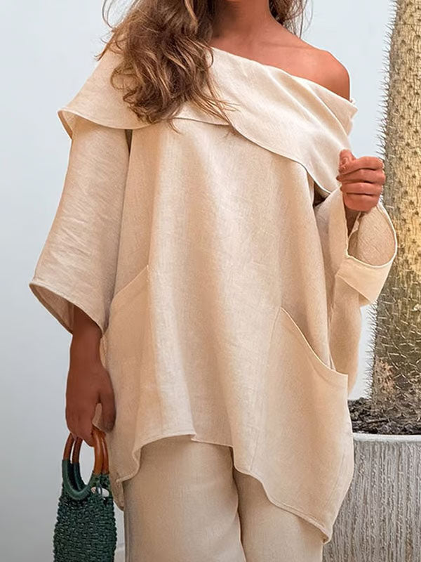 Elegantti epäsäännöllinen kaula-aukko Naisten Top