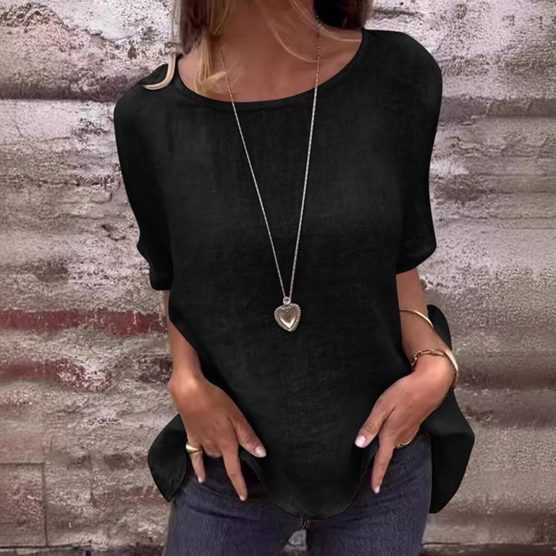 🌸Kortærmet, løs bomulls- og lin skjorte for kvinner til våren og sommere