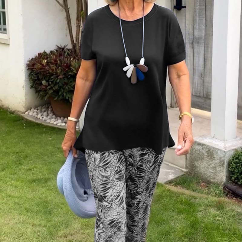 ☀️Printtikuvioinen lyhythihainen rento kaksiosainen pukusarja