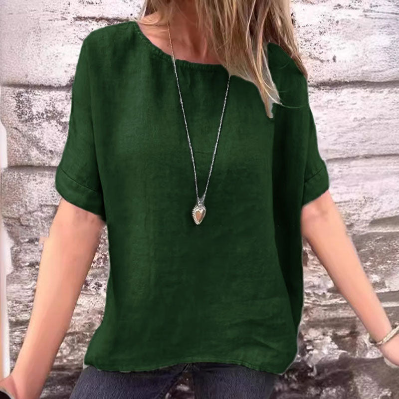 🌸Kortærmet, løs bomulls- og lin skjorte for kvinner til våren og sommere