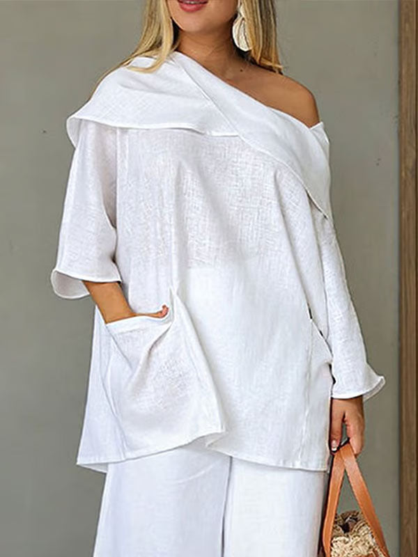 Elegantti epäsäännöllinen kaula-aukko Naisten Top