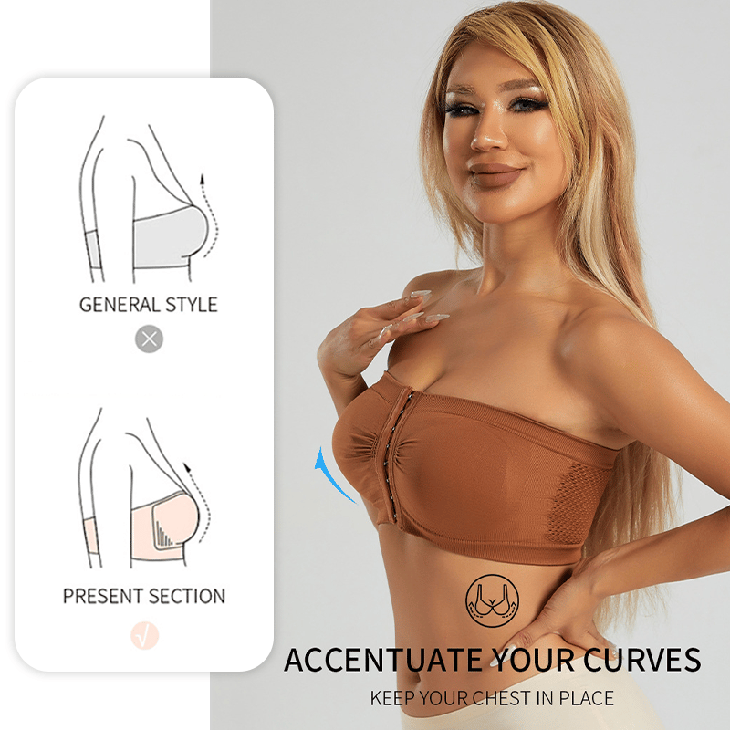 ⏰Ukentlig spesialsalg: Kjøp 2 få 1 gratis🎁Stor stroppeløs BH med pustende lukking foran