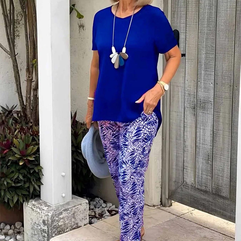 ☀️Printtikuvioinen lyhythihainen rento kaksiosainen pukusarja